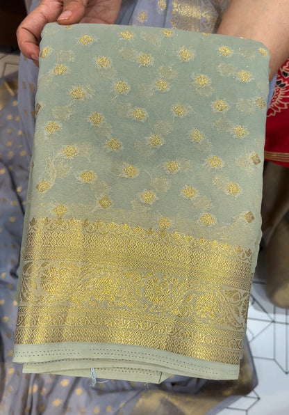 GEORGETTE BANARASI SAREE - IHA 18109