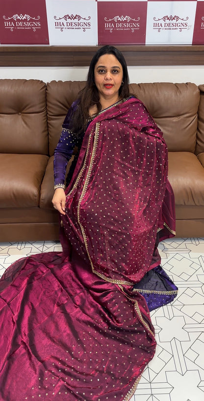 DESIGNER VELVET ORGANZA SAREES - IHA 18939