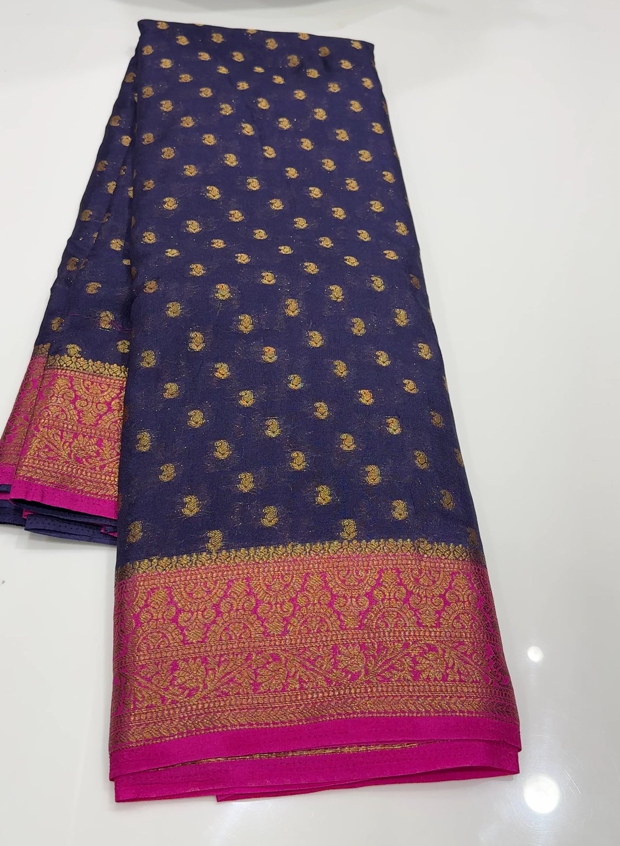 SEMI CRAPE BANARASI SAREES - IHA 18333