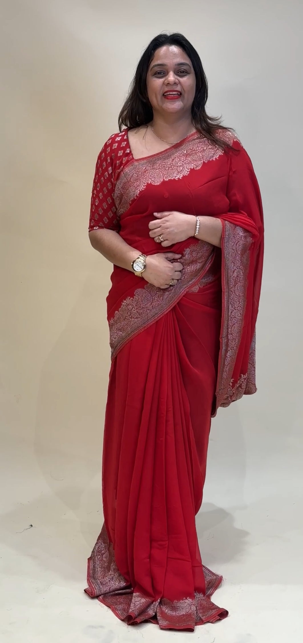 GEORGETTE BANARASI SAREES - IHA 17422