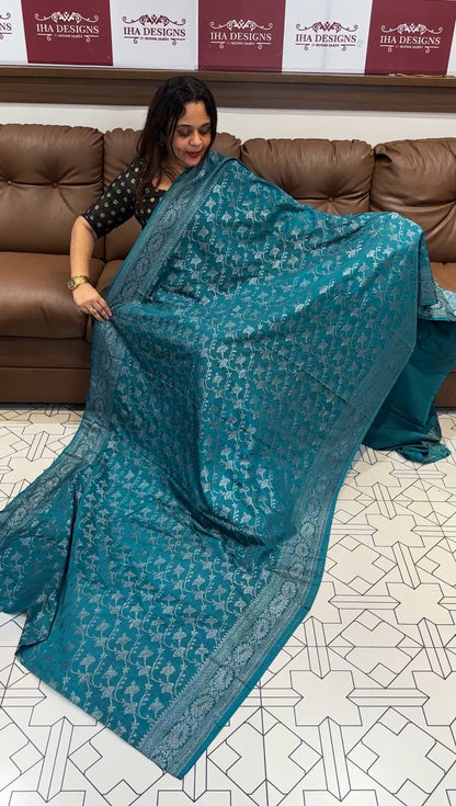 SEMI BANARASI SAREE - IHA 14548