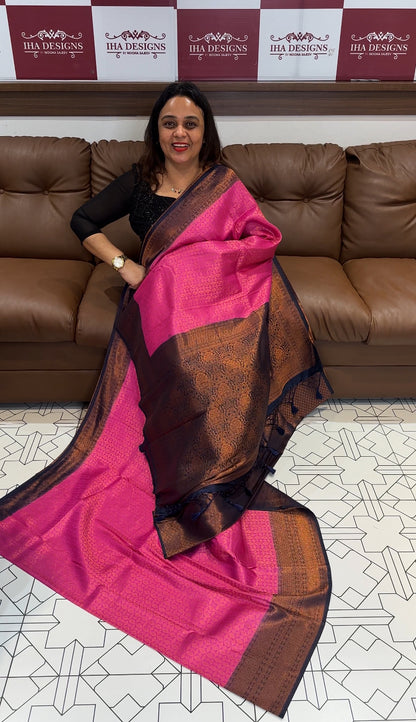 BUDGET BUY SEMI BANARASI SAREES - IHA 17389