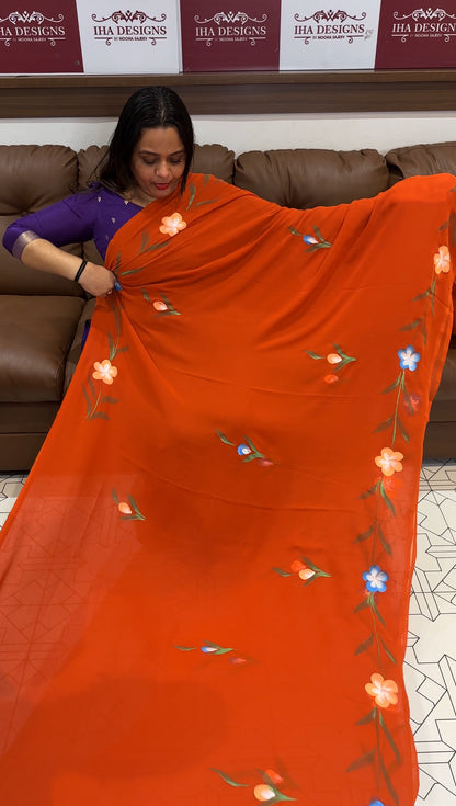 HAND PAINTED SAREE - IHA 19074