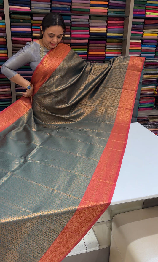 SEMI BROCADE SAREES - IHA 16304