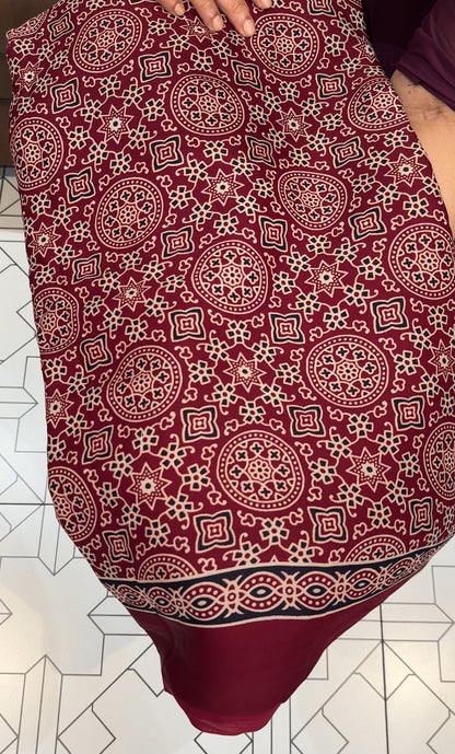 AJRAKH PRINTED SAREES - IHA 19054