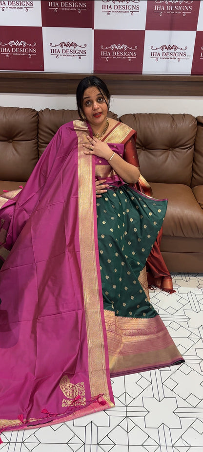 SOFT SILK UNSTITCHED DHAVANI SETS  - IHA 15574