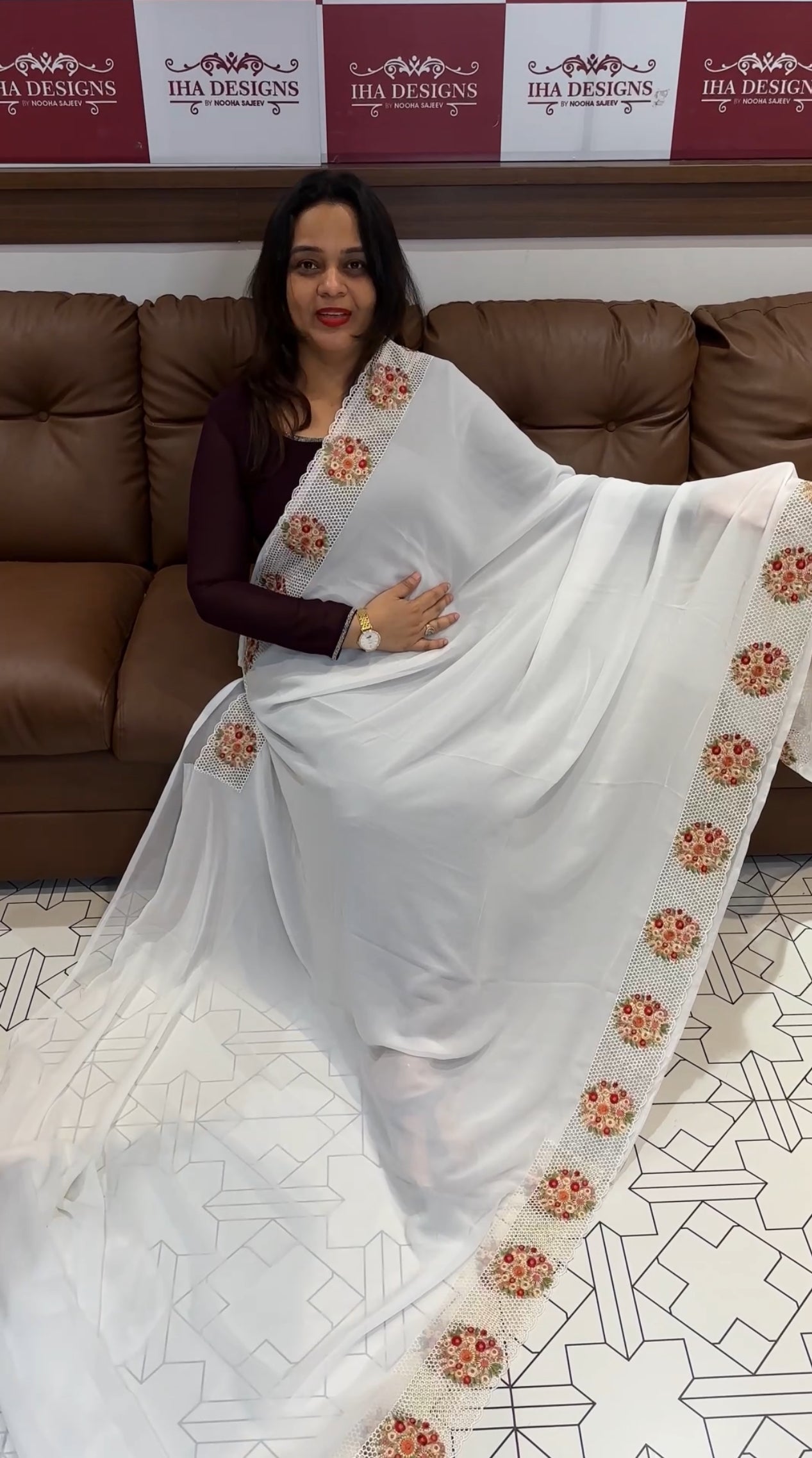 CUT-WORKED SAREE - IHA 16968