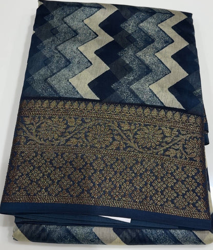 PRINTED BANARASI CHANDERI SAREES - IHA 17450