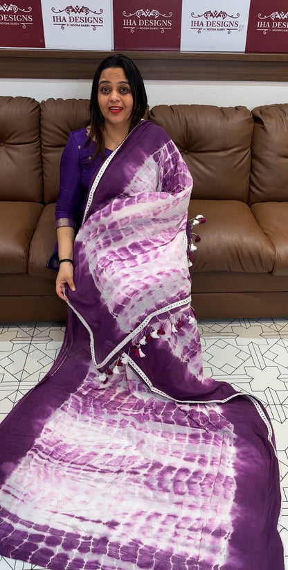 SHIBORI PRINTED COTTON SAREE - IHA 19089