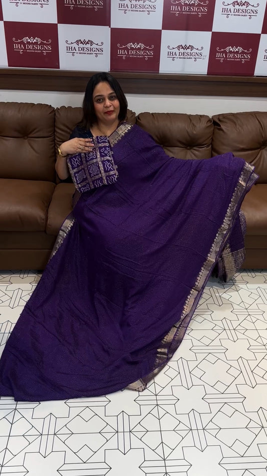 DESIGNER CHINON SAREES - IHA 16802