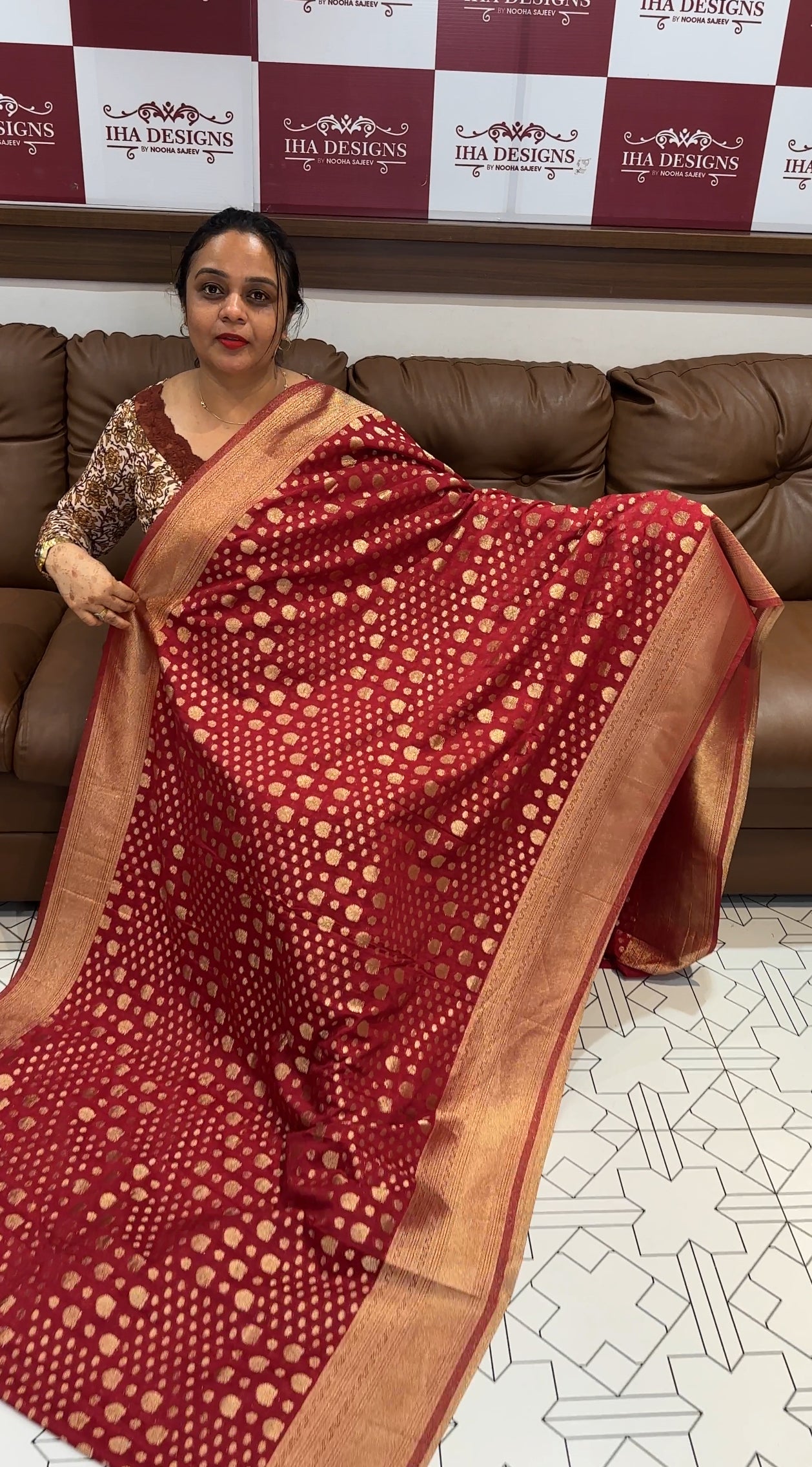 BUDGET BUY SEMI BANARASI SAREE - IHA 16524