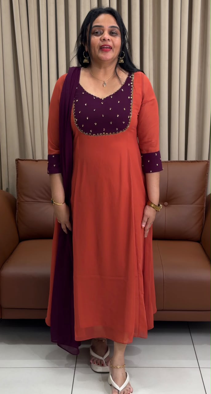 IHA'S IN-HOUSE HAND WORKED ALINE TOP AND DUPATTA - IHA 34568