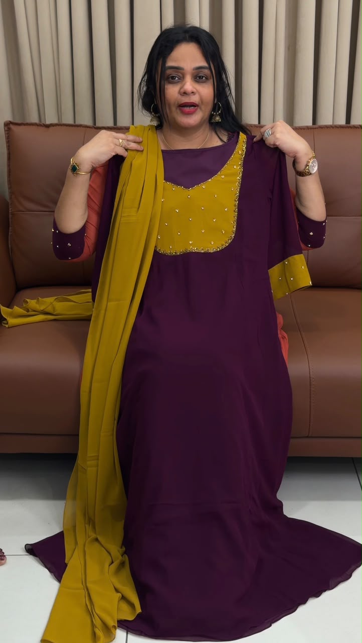 IHA'S IN-HOUSE HAND WORKED ALINE TOP AND DUPATTA - IHA 34568