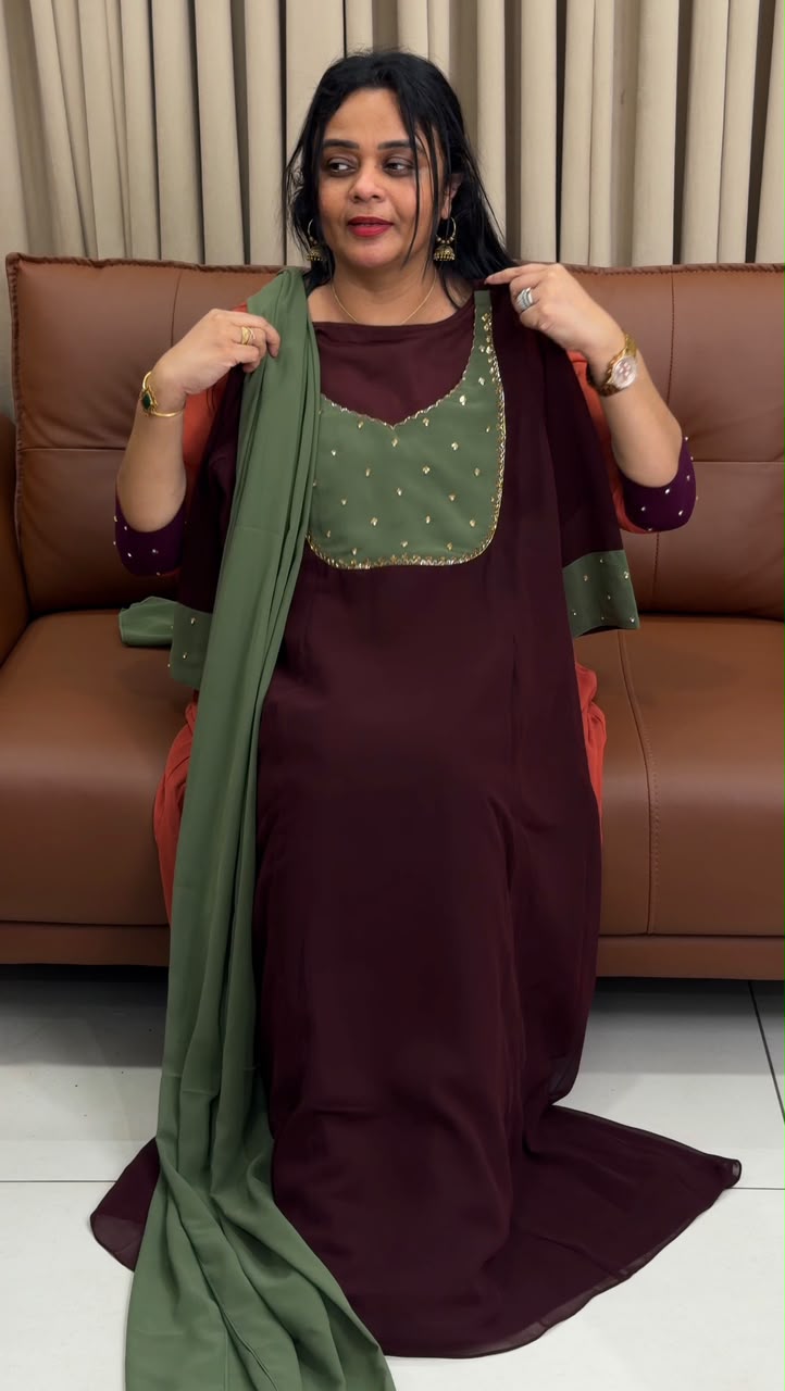 IHA'S IN-HOUSE HAND WORKED ALINE TOP AND DUPATTA - IHA 34568