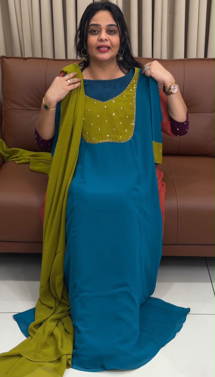 IHA'S IN-HOUSE HAND WORKED ALINE TOP AND DUPATTA - IHA 34568