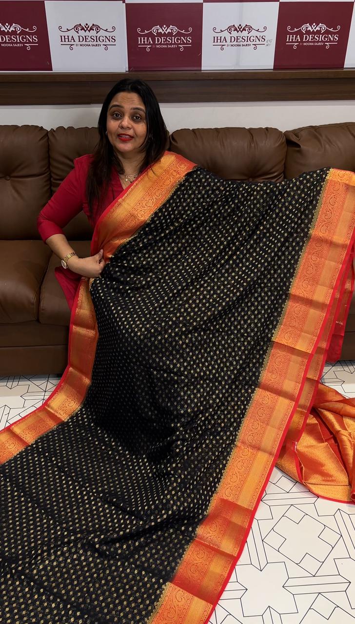 GEORGETTE BANARASI SAREES - IHA 18242